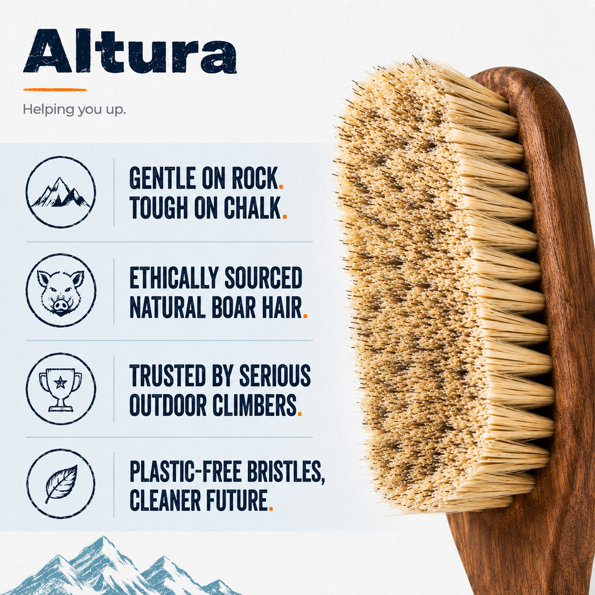 Altura Natural Boar Bristle Climbing Brush – Rosewood Bouldering Chalk Brush