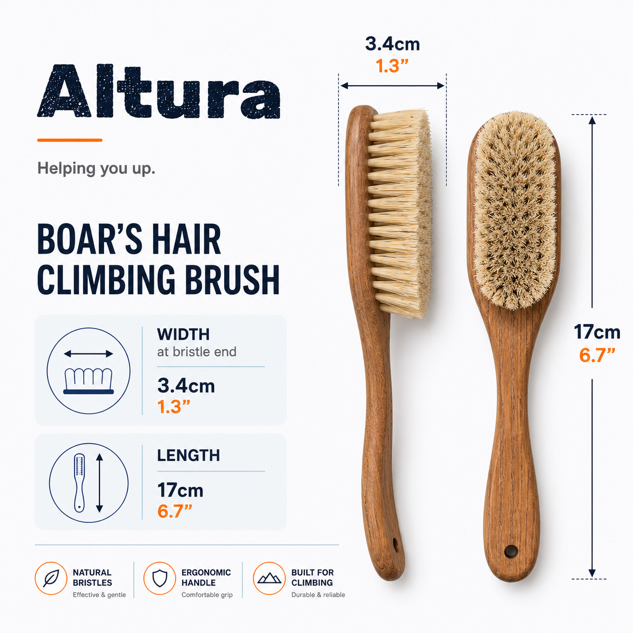 Altura Natural Boar Bristle Climbing Brush – Rosewood Bouldering Chalk Brush