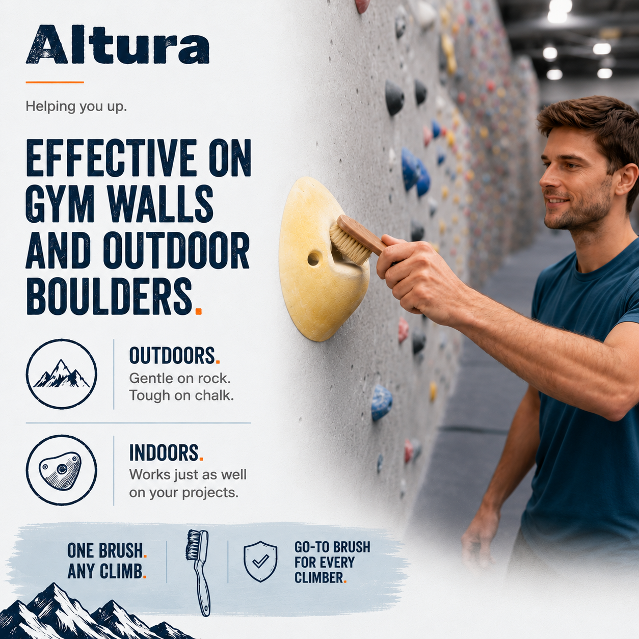 Altura Natural Boar Bristle Climbing Brush – Rosewood Bouldering Chalk Brush
